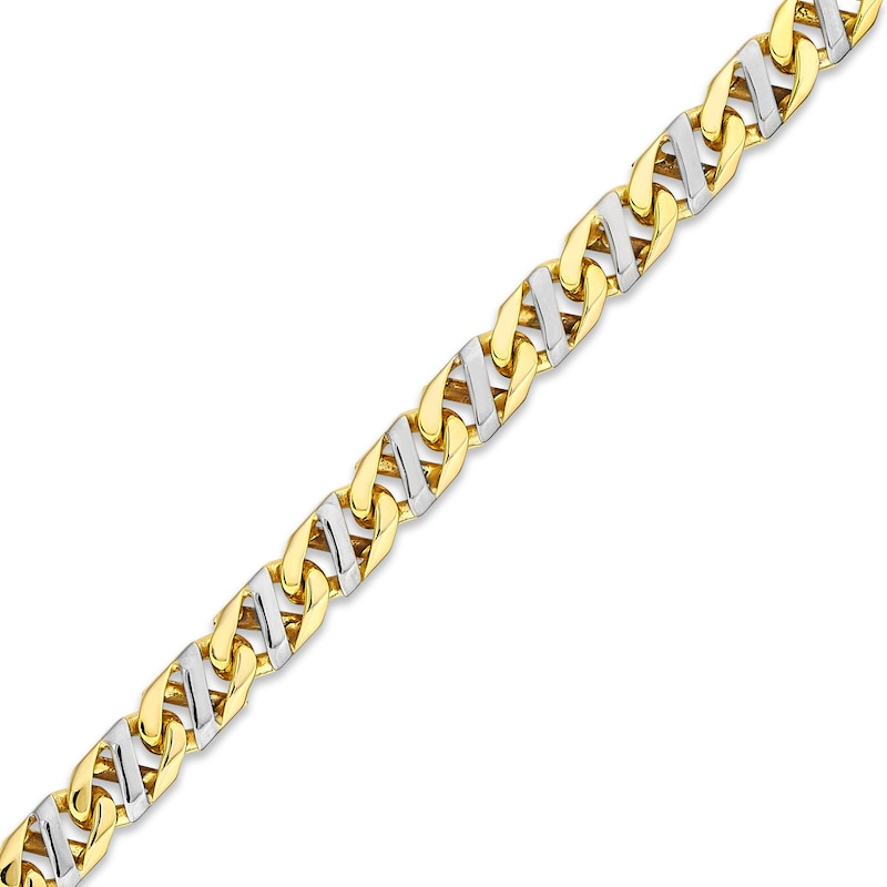 Solid Mariner Link Chain Necklace Two-Tone Gold Plated 20"