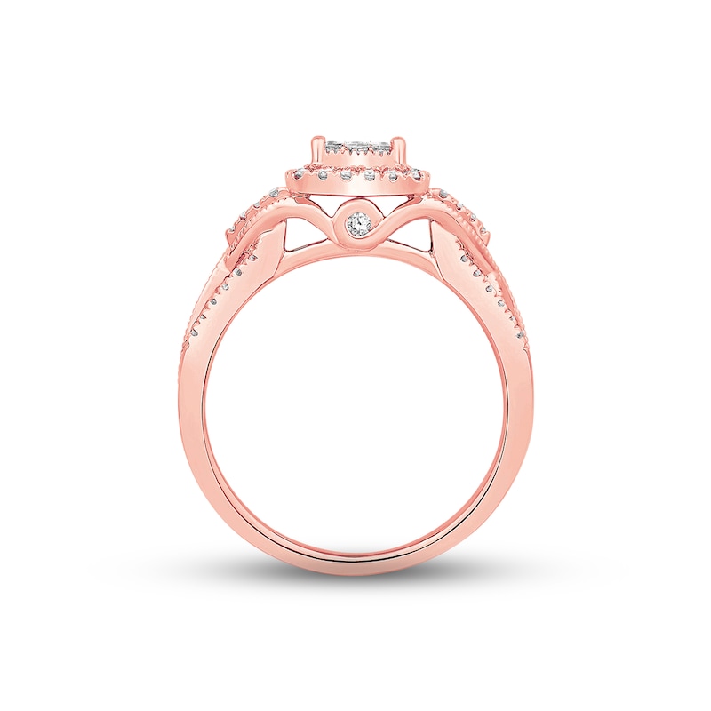 Diamond Engagement Ring 1/2 ct tw Rose Gold Plated