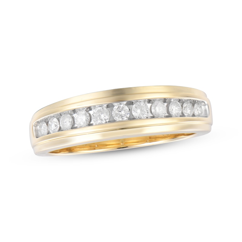 Men’s Diamond Channel Wedding Band 1/2 ct tw Yellow Gold Plated