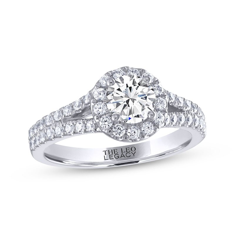 THE LEO Legacy Lab-Created Diamond Halo Engagement Ring 1-1/6 ct tw White Gold Plated