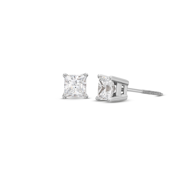 Lab-Created Diamonds by Princess-Cut Solitaire Stud Earrings 1 ct tw White Gold Plated