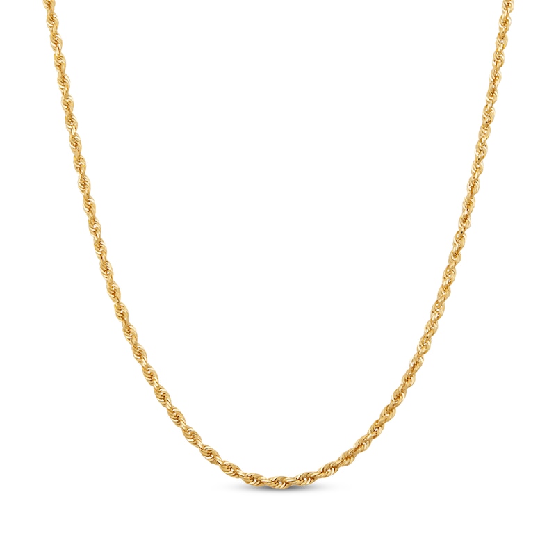 Solid Glitter Rope Chain Necklace 3mm Yellow Gold Plated 18"