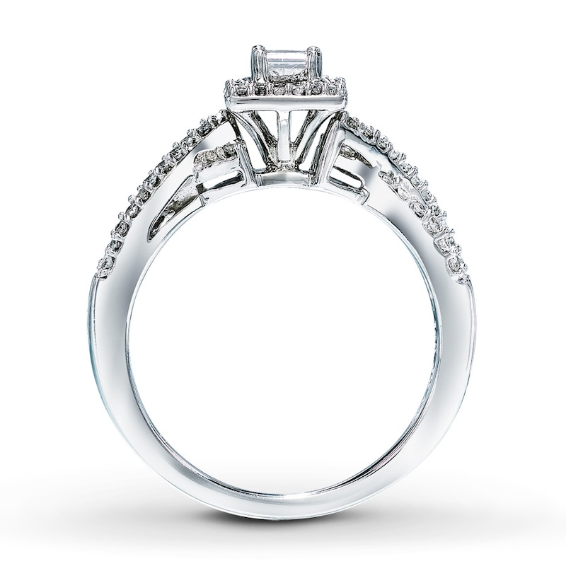 Ring 1/2 ct tw Diamonds White Gold Plated