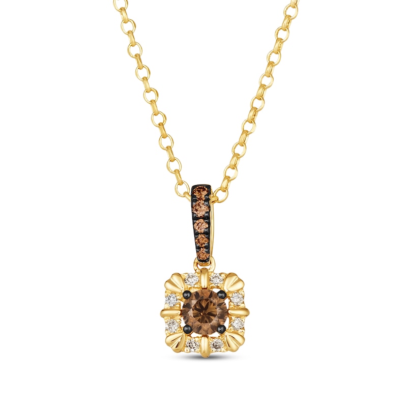 Le Vian Chocolate Diamonds Necklace 3/8 ct tw Honey Gold Plated 19”
