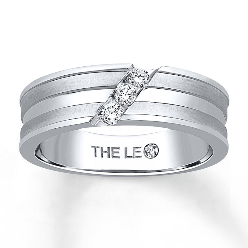 THE LEO Men's Wedding Band 1/6 ct tw Round-cut White Gold Plated