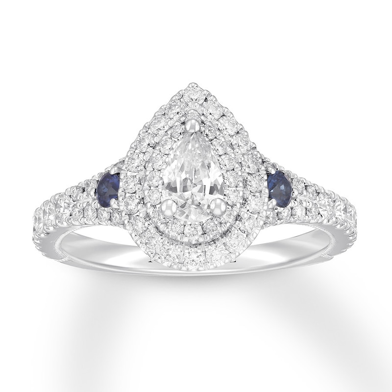 Neil Lane Diamond & Sapphire Engagement Ring 1 ct tw White Gold Plated