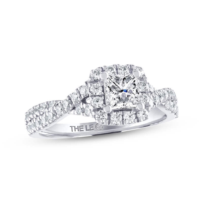 THE LEO Diamond Engagement Ring 7/8 ct tw Princess & Round-cut White Gold Plated