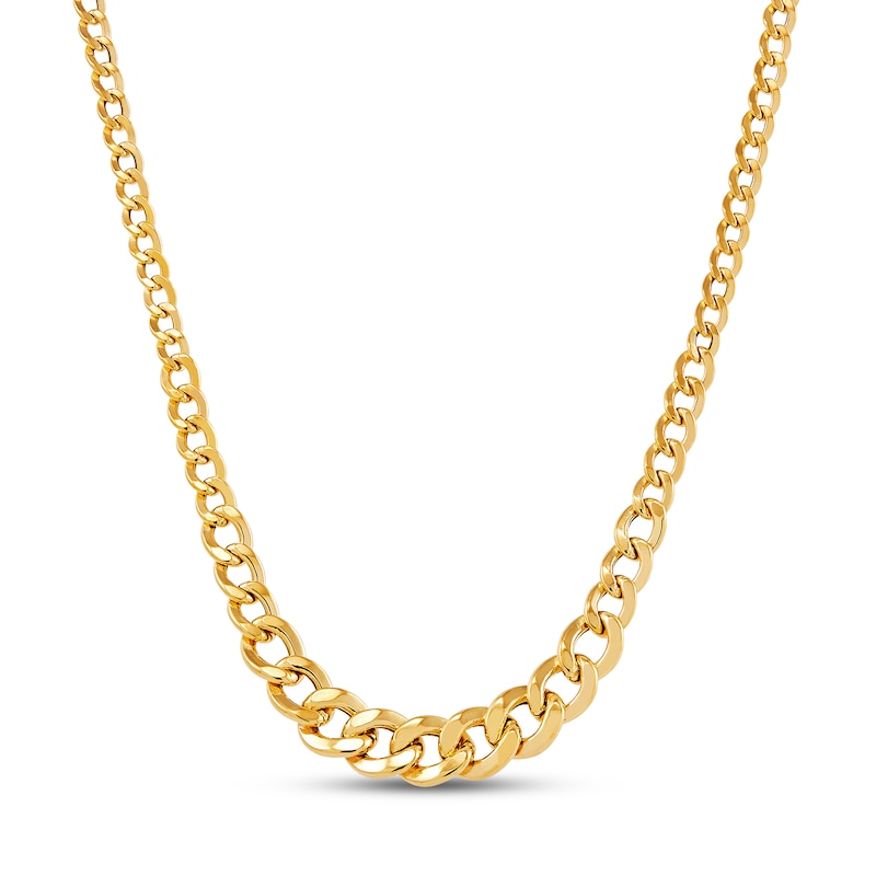 Hollow Curb Chain Necklace Yellow Gold Plated 17"