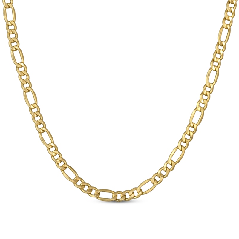Hollow Figaro Chain Necklace Yellow Gold Plated 20"