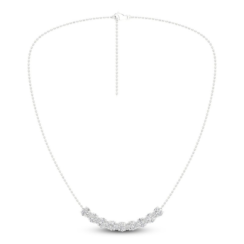 Diamond Smile Necklace 2 ct tw Oval & Round-cut White Gold Plated 18"