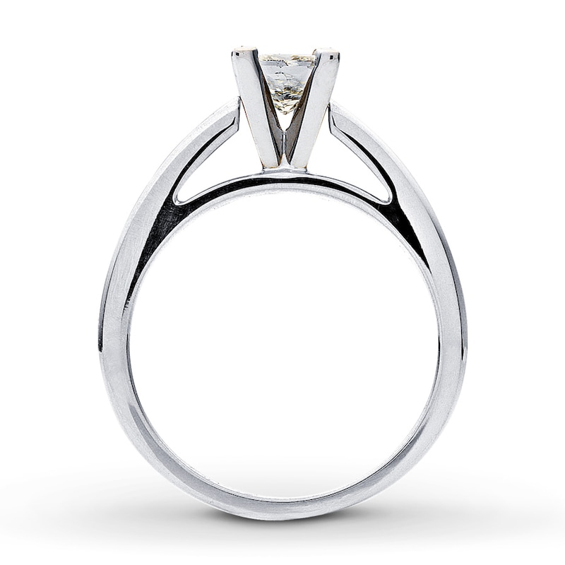 Certified Diamond Ring 3/4 carat Princess-cut White Gold Plated