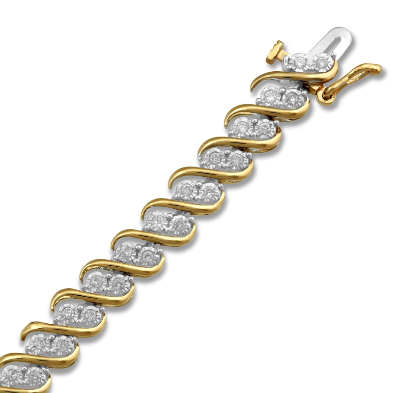Diamond Bracelet 1 ct tw Round-Cut Yellow Gold Plated 7.5"