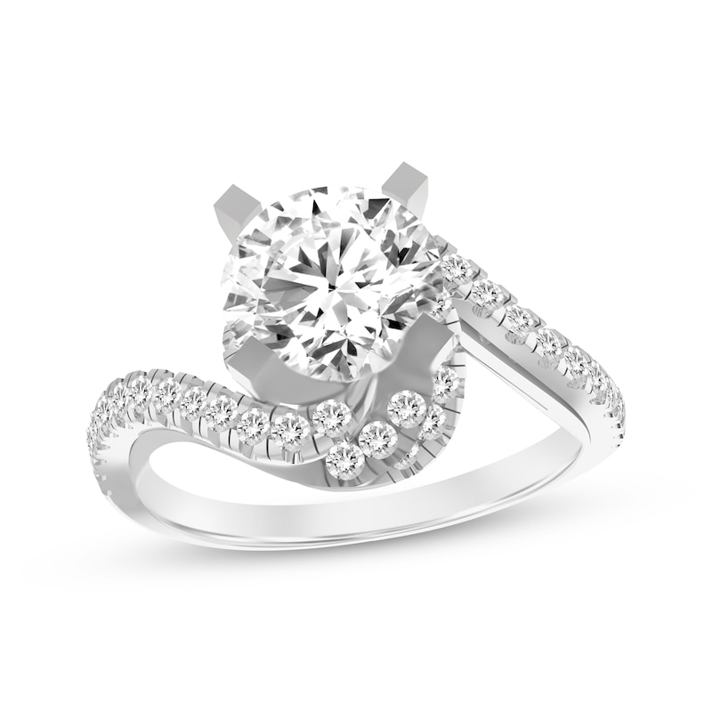 Round-Cut Diamond Bypass Engagement Ring 1-1/4 ct tw White Gold Plated