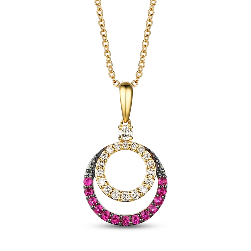 Le Vian Diamond & Ruby Necklace 1/4 ct tw Diamonds Honey Gold Plated 18"