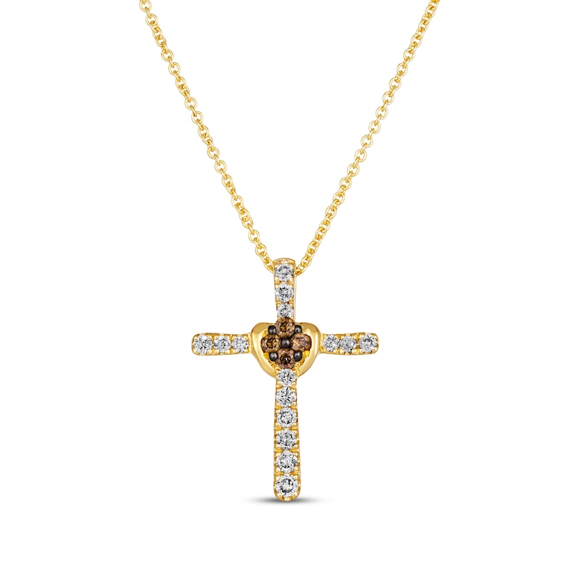 Le Vian Chocolate Diamond Cross Necklace 1/4 ct tw Honey Gold Plated 19”