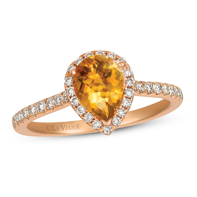 Le Vian Citrine & Diamond Ring 1/3 ct tw Strawberry Gold Plated