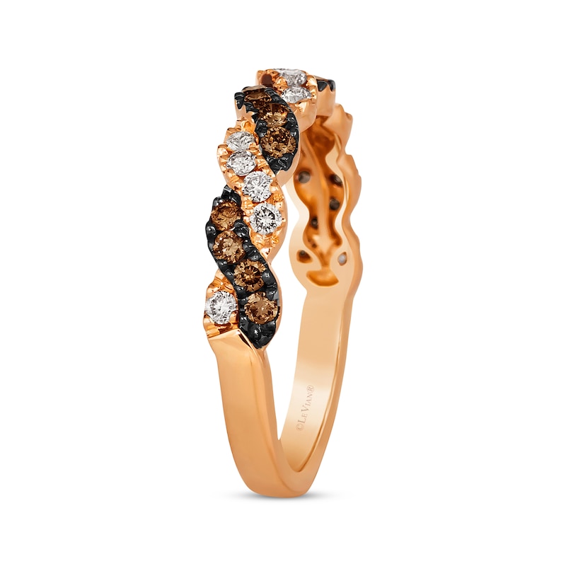 Le Vian Chocolate Twist Diamond Ring 1/2 ct tw Strawberry Gold Plated