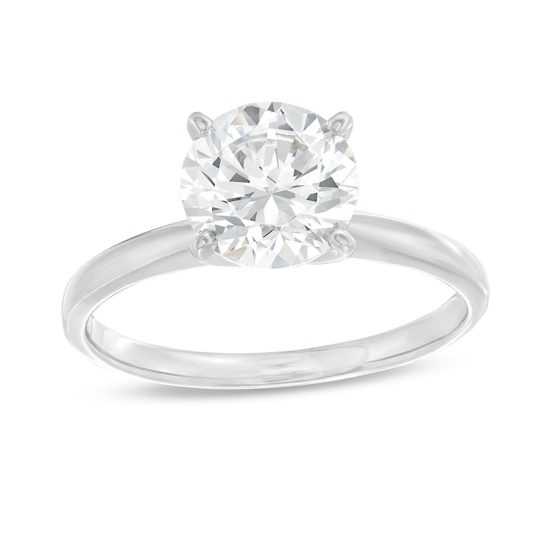 Certified Solitaire Diamond Engagement Ring 2 ct tw Round-cut White Gold Plated