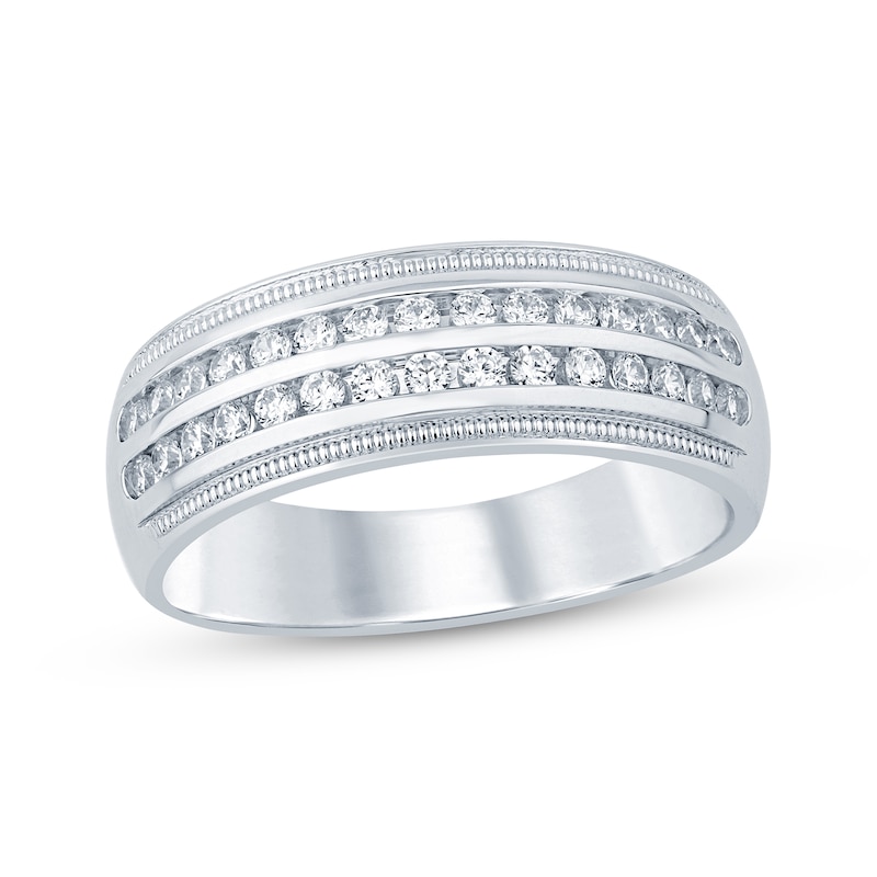 Men’s Round-Cut Diamond Wedding Band 1/2 ct tw White Gold Plated