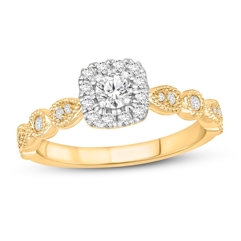 Diamond Engagement Ring 1/2 ct tw Round-cut Two-Tone Gold Plated