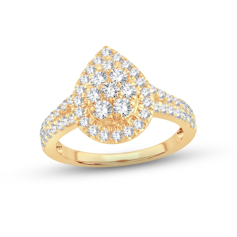 Multi-Diamond Engagement Ring 1 ct tw Round-cut Yellow Gold Plated