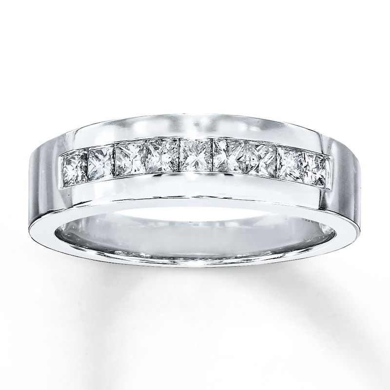 Men's Diamond Wedding Band 5/8 ct tw Square-cut White Gold Plated