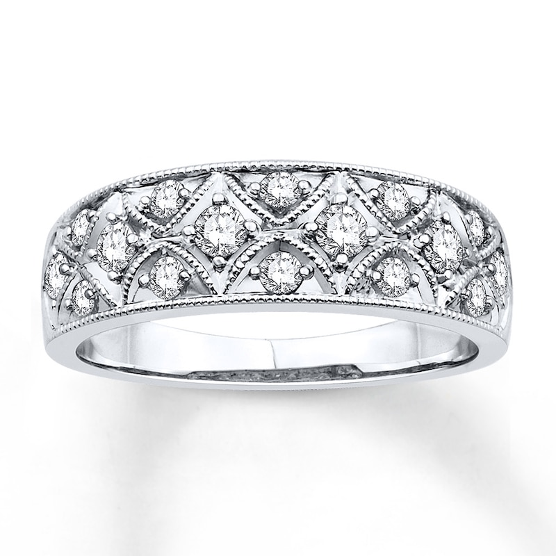Diamond Anniversary Band 1/2 ct tw Round-cut White Gold Plated