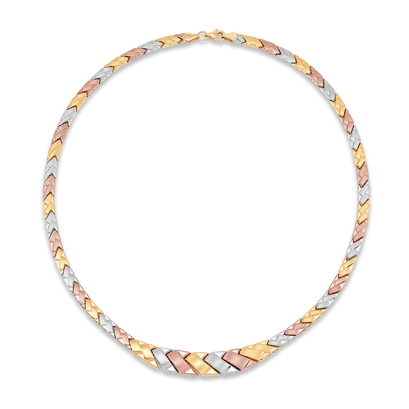 Stampato Necklace Tri-Tone Gold Plated 18"