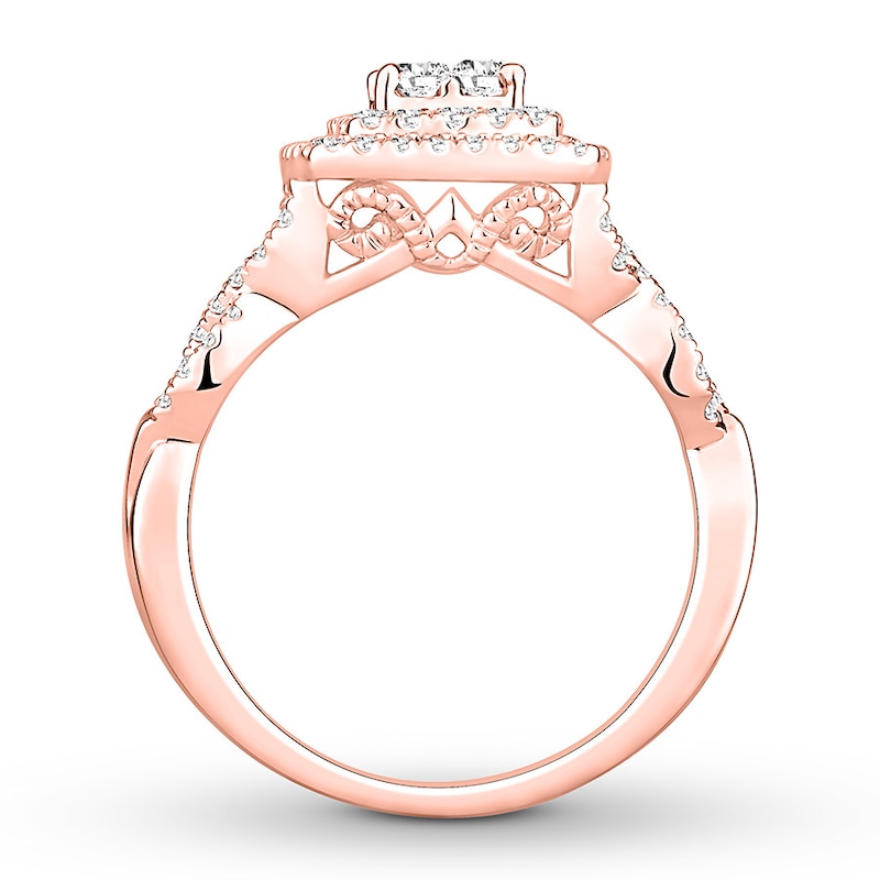 Multi-Stone Princess-cut Diamond Engagement Ring 3/4 carat tw Rose Gold Plated
