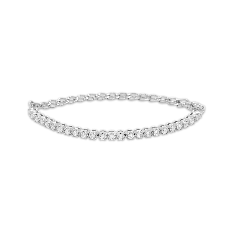 Diamond Adjustable Line Tennis Bracelet 1 ct tw White Gold Plated 9"