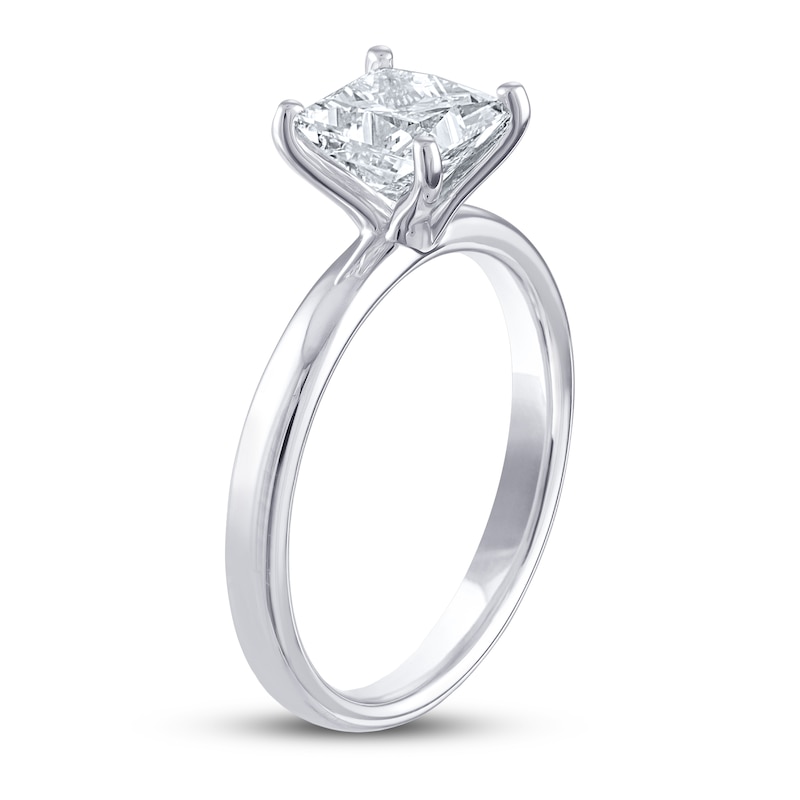 THE LEO Artisan Diamond Solitaire Engagement Ring 1-1/2 ct tw Princess-cut White Gold Plated