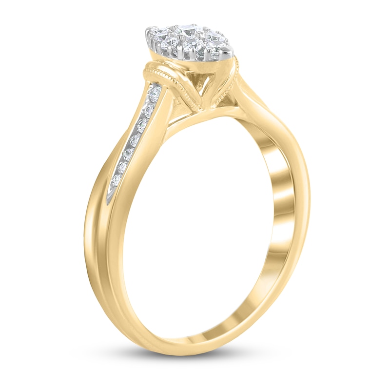 Diamond Engagement Ring 1/3 ct tw Yellow Gold Plated