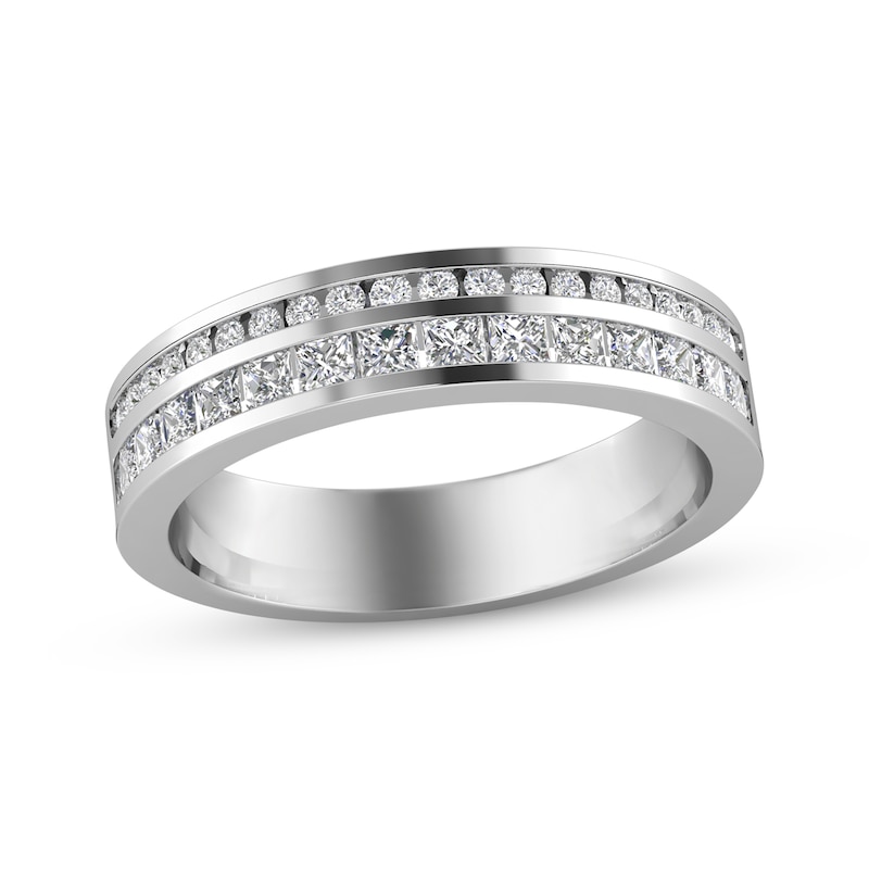 Princess & Round-Cut Diamond Anniversary Band 3/4 ct tw White Gold Plated