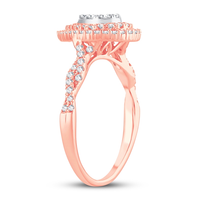 Multi-Diamond Engagement Ring 1/2 ct tw Round-cut Rose Gold Plated