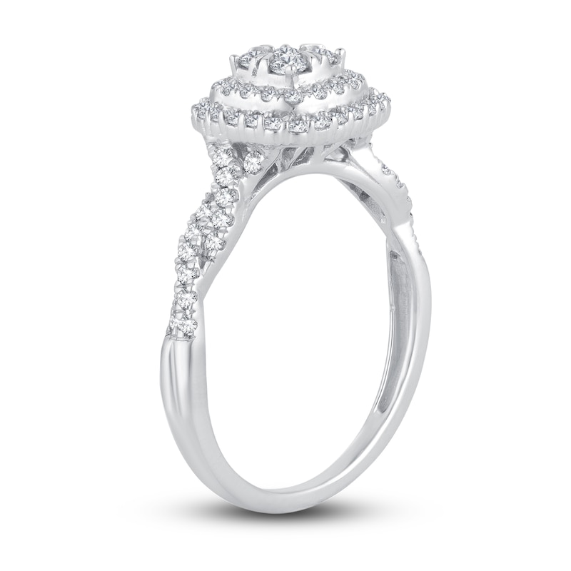 Diamond Engagement Ring 1/2 ct tw Round-cut White Gold Plated