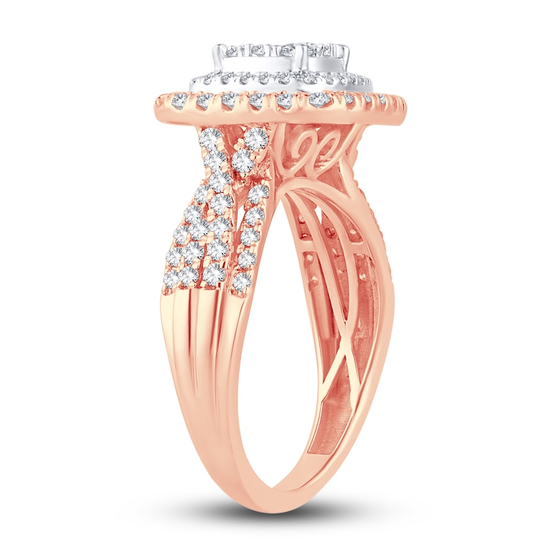 Multi-Diamond Engagement Ring 1 ct tw Round-cut Rose Gold Plated