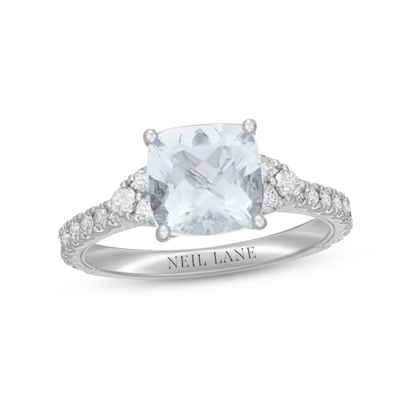 Neil Lane Aquamarine & Diamond Engagement Ring 5/8 ct tw Round-cut White Gold Plated