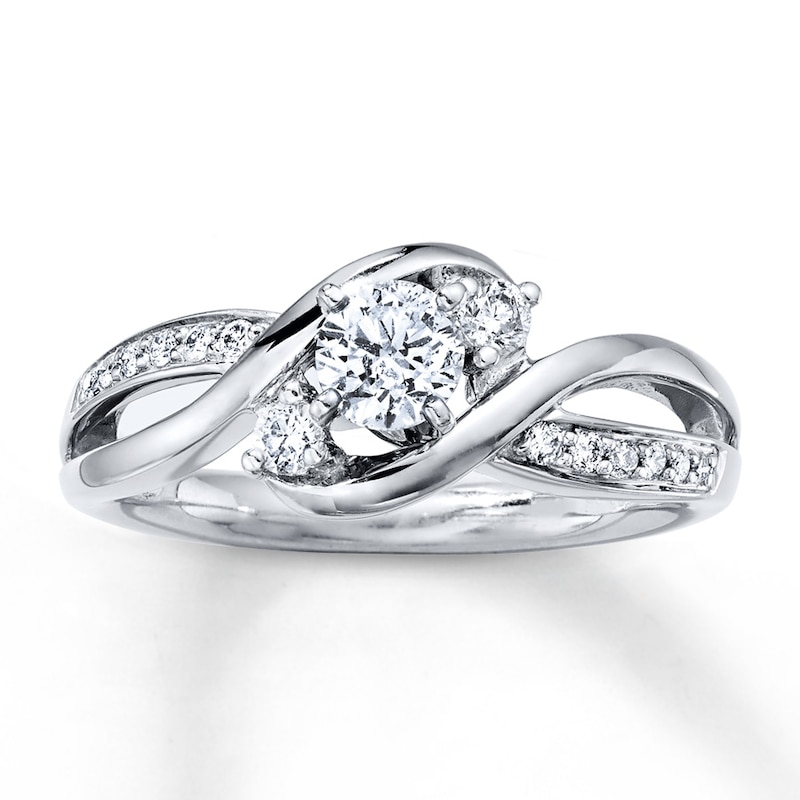 3-Stone Diamond Ring 3/8 ct tw White Gold Plated