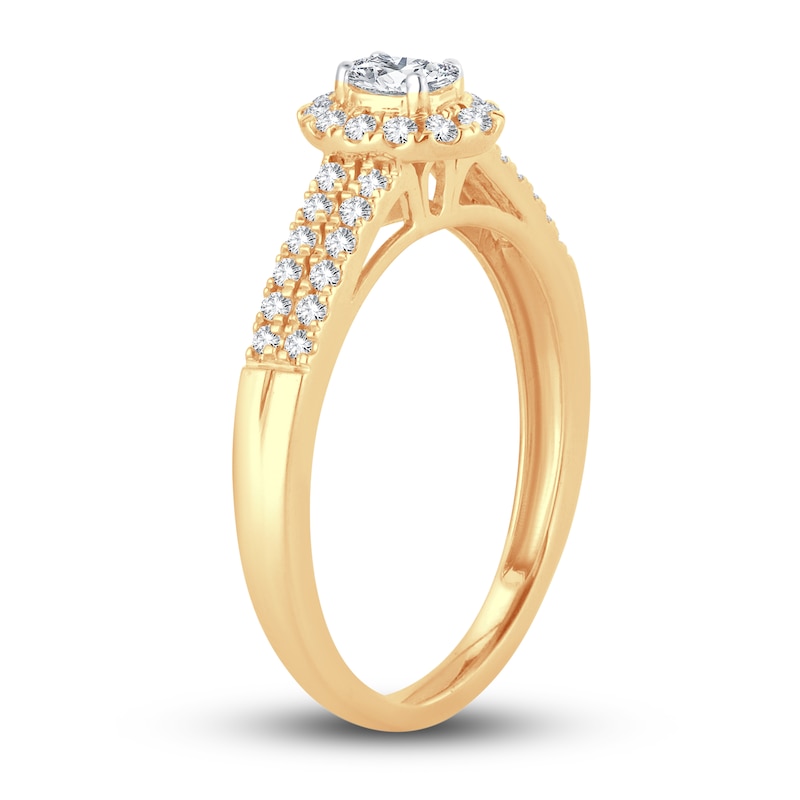 Diamond Engagement Ring 3/8 ct tw Oval & Round Yellow Gold Plated