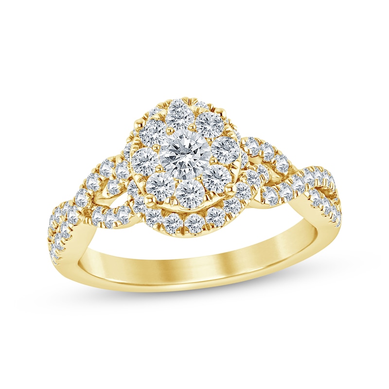 Diamond Engagement Ring 1 ct tw Round-cut Yellow Gold Plated