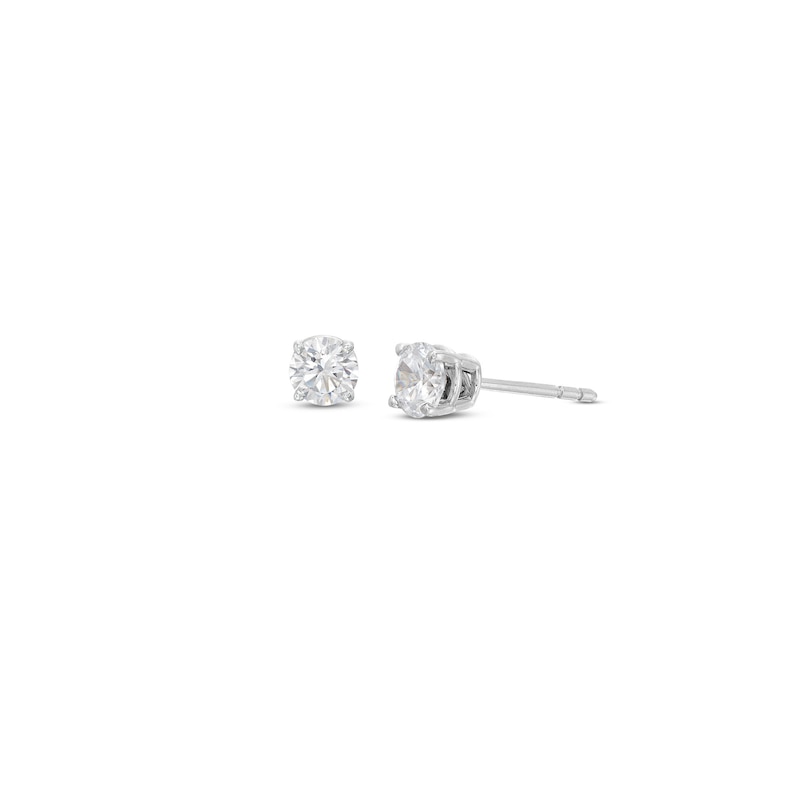 Diamond Solitaire Stud Earrings 5/8 ct tw Round-Cut White Gold Plated