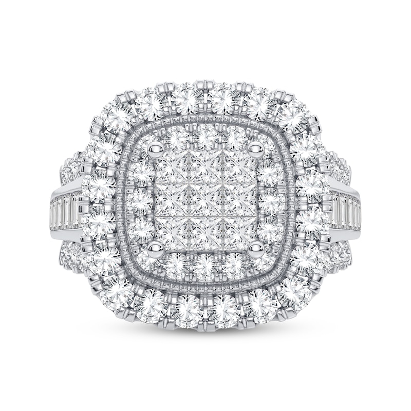 Princess-Cut Multi-Diamond Center Engagement Ring 1-1/2 ct tw White Gold Plated