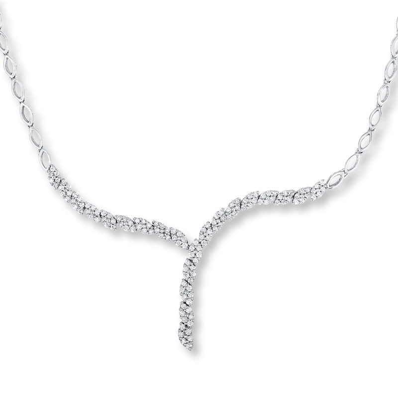 Diamond Necklace 1 ct tw Round-cut White Gold Plated
