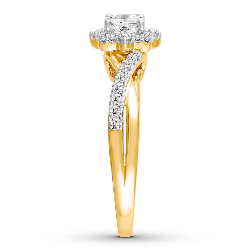 Diamond Engagement Ring 3/4 ct tw Round-cut Yellow Gold Plated