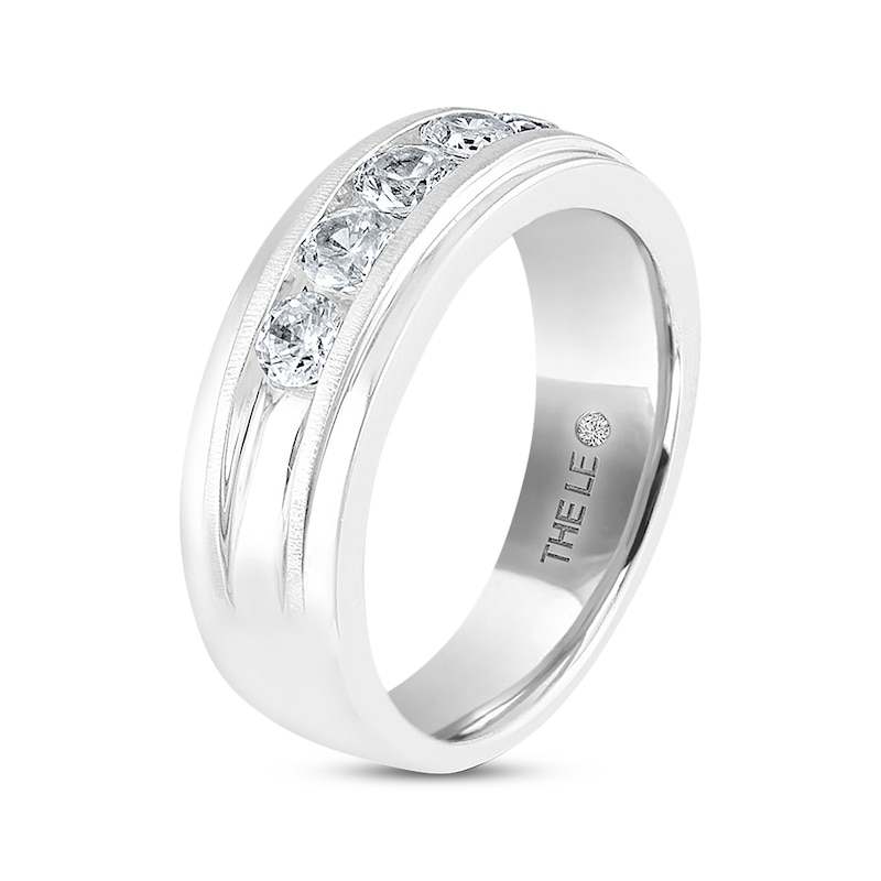 Men's THE LEO Diamond Wedding Band 1 ct tw Round-cut White Gold Plated