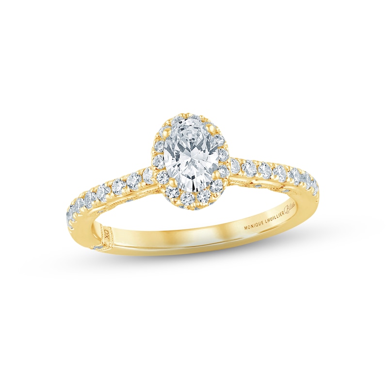 Monique Lhuillier Bliss Diamond Engagement Ring 1 ct tw Oval & Round-cut Yellow Gold Plated