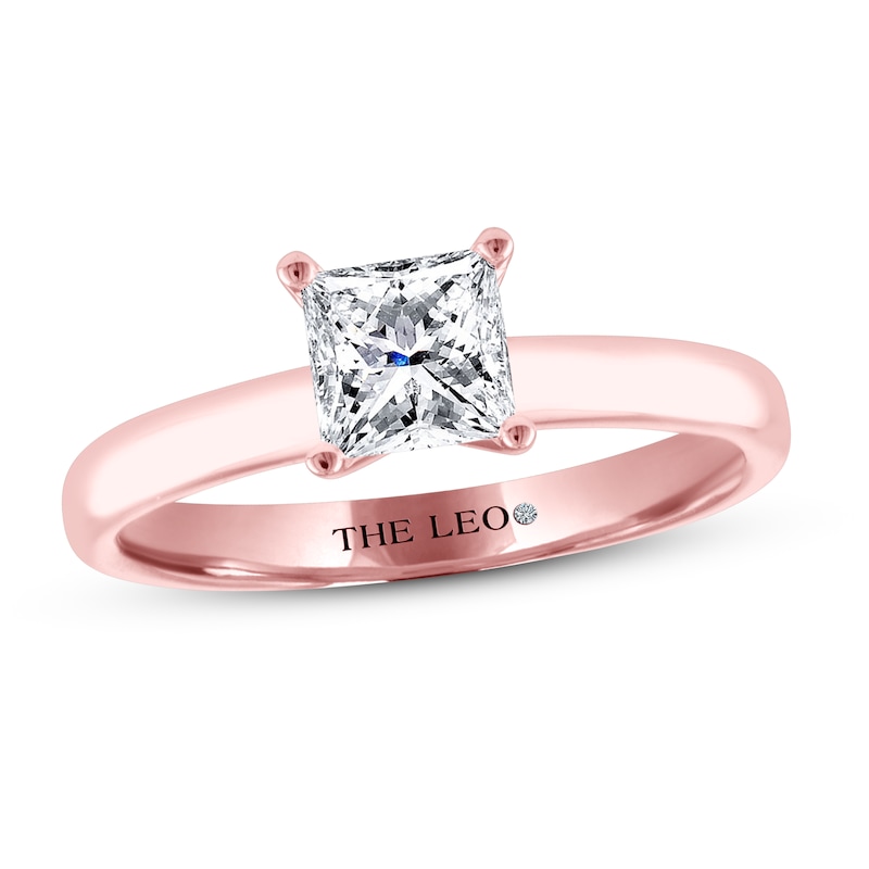 THE LEO Artisan Diamond Solitaire Engagement Ring 1 ct tw Princess-cut Rose Gold Plated