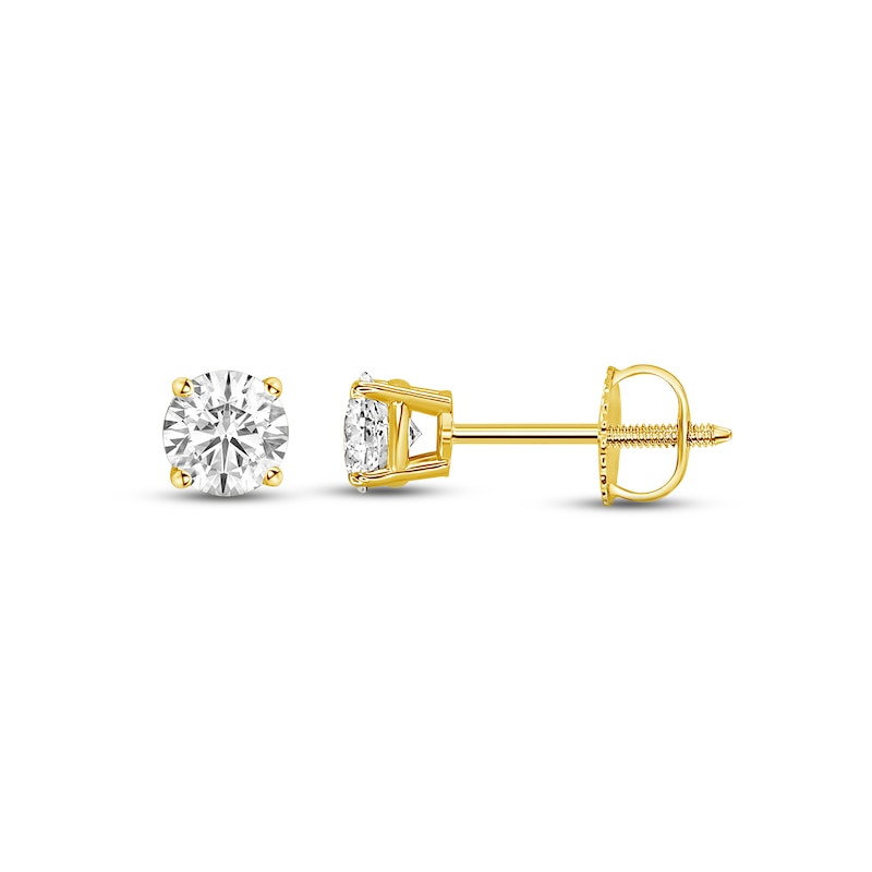Diamond Solitaire Stud Earrings 1/2 ct tw Round-cut Yellow Gold Plated