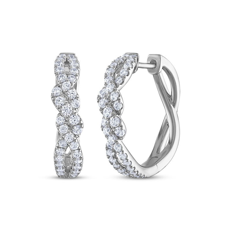 THE LEO Diamond Twist Hoop Earrings 3/4 ct tw White Gold Plated