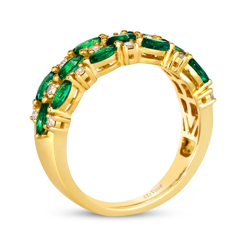 Le Vian Venetian Mosaic Emerald & Diamond Ring 1/4 ct tw Honey Gold Plated